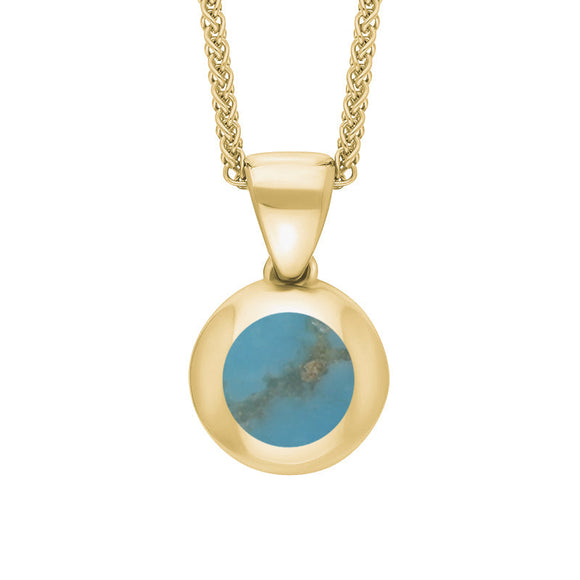 18ct Yellow Gold Turquoise Heart Disc Necklace