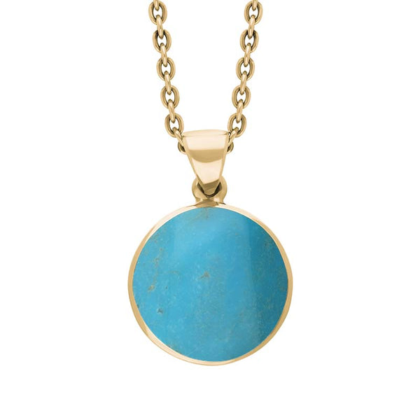 18ct Yellow Gold Turquoise Plain Round Necklace P1541