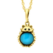 18ct Yellow Gold Turquoise Small Hedgehog Necklace P3495