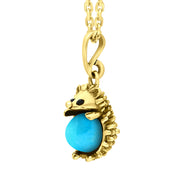 18ct Yellow Gold Turquoise Tiny Hedgehog Necklace