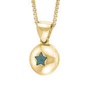 18ct Yellow Gold Turquoise Star Disc Necklace
