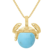 18ct Yellow Gold Turquoise Zodiac Cancer 10mm Bead Pendant, P3625.