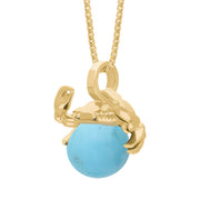 18ct Yellow Gold Turquoise Zodiac Cancer 10mm Bead Pendant, P3625.