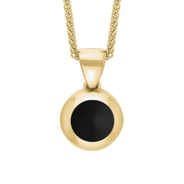 18ct Yellow Gold Whitby Jet Heart Disc Necklace