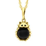 18ct Yellow Gold Whitby Jet Small Hedgehog Necklace P3495