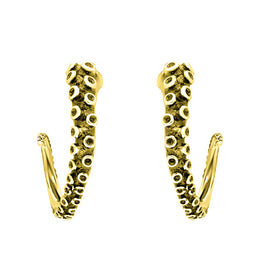 18ct Yellow Gold Tentacle Hoop Earrings, E2460