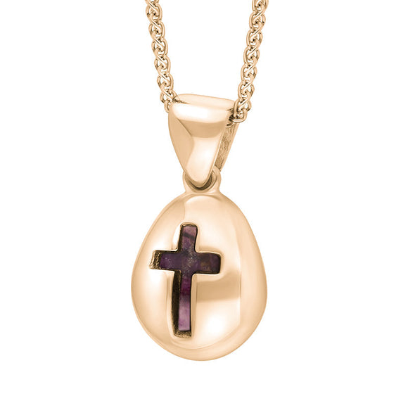 18ct Rose Gold Blue John Cross Pear Shape Necklace
