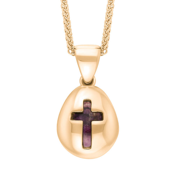 18ct Rose Gold Blue John Cross Pear Shape Necklace