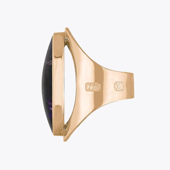 18ct Rose Gold Blue John Hallmark Large Oval Ring