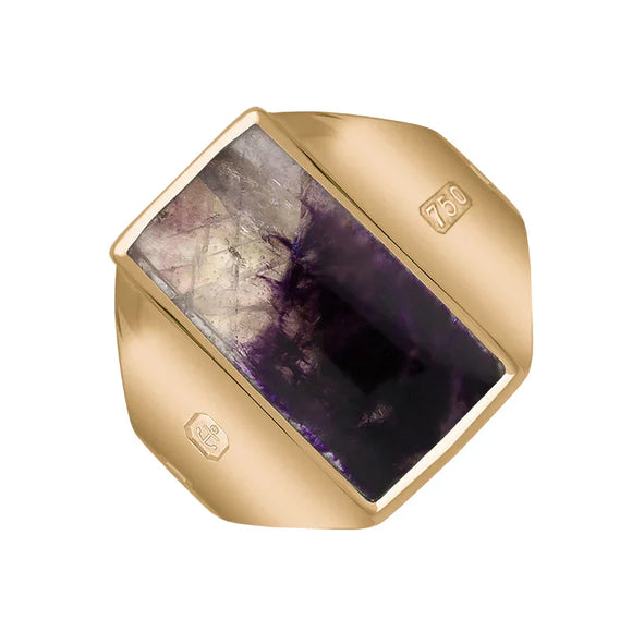 18ct Rose Gold Blue John Hallmark Small Oblong Ring. R221_FH