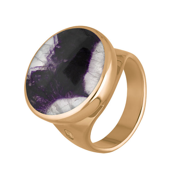 18ct Rose Gold Blue John Hallmark Small Round Ring. R609_FH.