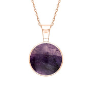 18ct Rose Gold Blue John Heritage Round Necklace. P018.
