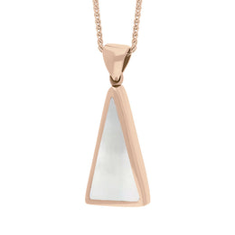 18ct Rose Gold Blue John Mother Of Pearl Small Double Sided Triangular Fob Necklace, P834_3.