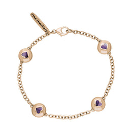18ct Rose Gold Blue John Oval Heart Detail Four Stone Bracelet, B797.