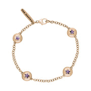 18ct Rose Gold Blue John Oval Star Detail Four Stone Bracelet, B796.