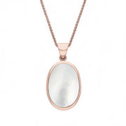18ct Rose Gold Blue John White Mother Of Pearl Small Double Sided Fob Necklace, P832_2.
