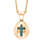 18ct Rose Gold Turquoise Cross Pear Shape Necklace