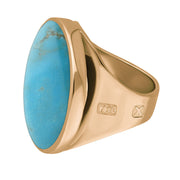 18ct Rose Gold Turquoise Hallmark Medium Round Ring