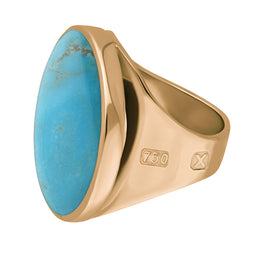 18ct Rose Gold Turquoise Hallmark Medium Round Ring