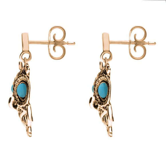 18ct Rose Gold Turquoise Owl Stud Earrings E2329_2