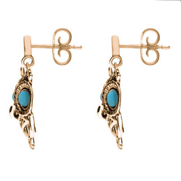 18ct Rose Gold Turquoise Owl Stud Earrings E2329_2
