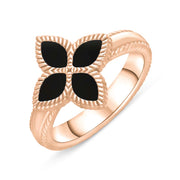 18ct Rose Gold Whitby Jet Bloom Flower Ball Edge Ring, R1276