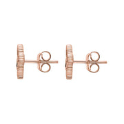18ct Rose Gold Whitby Jet Eden Marquise Flower Stud Earrings