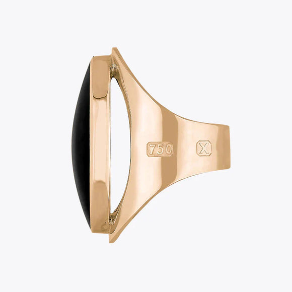 18ct Rose Gold Whitby Jet Hallmark Large Oval Ring