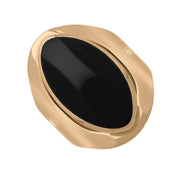 18ct Rose Gold Whitby Jet Hallmark Medium Oval Ring, R012_FH.