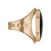 18ct Rose Gold Whitby Jet Hallmark Medium Oval Ring