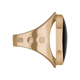 18ct Rose Gold Whitby Jet Hallmark Medium Oval Ring