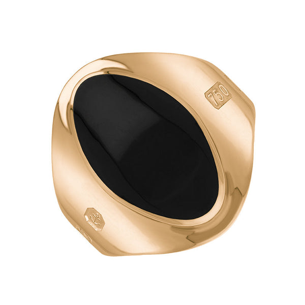 18ct Rose Gold Whitby Jet Hallmark Small Oval Ring, R076_FH.
