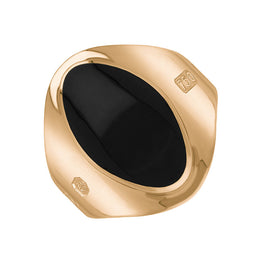 18ct Rose Gold Whitby Jet Hallmark Small Oval Ring, R076_FH.