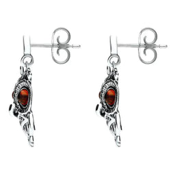18ct White Gold Amber Orange Owl Stud Earrings E2329-2