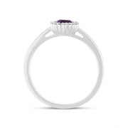 18ct White Gold Amethyst Diamond Round Cluster Ring D