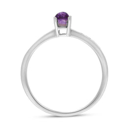 18ct White Gold Blue John Diamond 0.31ct Round Claw Set Ring