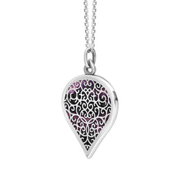 18ct White Gold Blue John Flore Filigree Large Heart Necklace. P3631._2