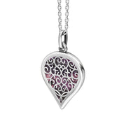 18ct White Gold Blue John Flore Filigree Medium Heart Necklace. P3630._2