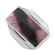 18ct White Gold Blue John Hallmark Medium Oblong Ring. R065_FH
