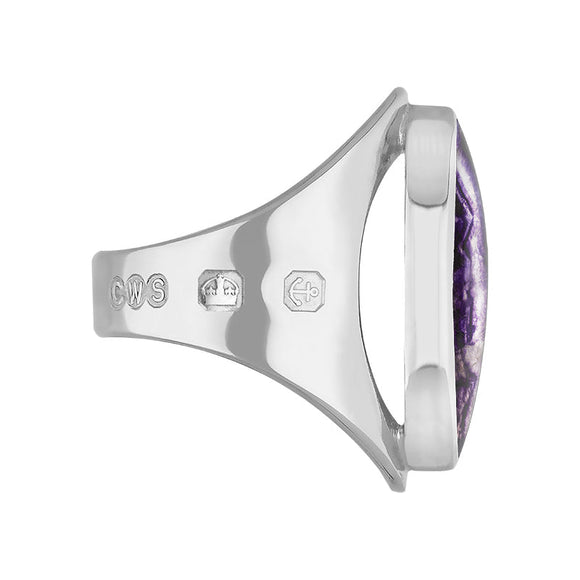 18ct White Gold Blue John Hallmark Medium Oval Ring