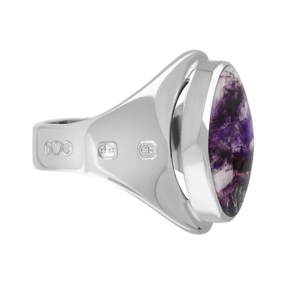 18ct White Gold Blue John Hallmark Small Oval Ring