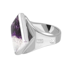18ct White Gold Blue John Hallmark Small Rhombus Ring