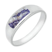 18ct White Gold Blue John Inlay Ring, R003