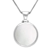 18ct White Gold Blue John White Mother Of Pearl Double Sided Round Dinky Fob Necklace, P218_2.