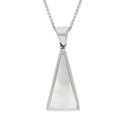 18ct White Gold Blue John Mother Of Pearl Small Double Sided Triangular Fob Necklace, P834_2.