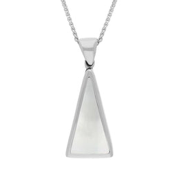 18ct White Gold Blue John Mother Of Pearl Small Double Sided Triangular Fob Necklace, P834_2.