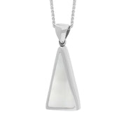 18ct White Gold Blue John Mother Of Pearl Small Double Sided Triangular Fob Necklace, P834_3.