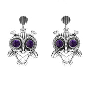 18ct White Gold Blue John Owl Stud Earrings E2329