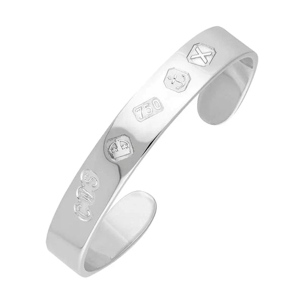 18ct White Gold Hallmark Cuff Bangle, B022_FH