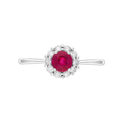 18ct White Gold Ruby Diamond Round Cluster Ring